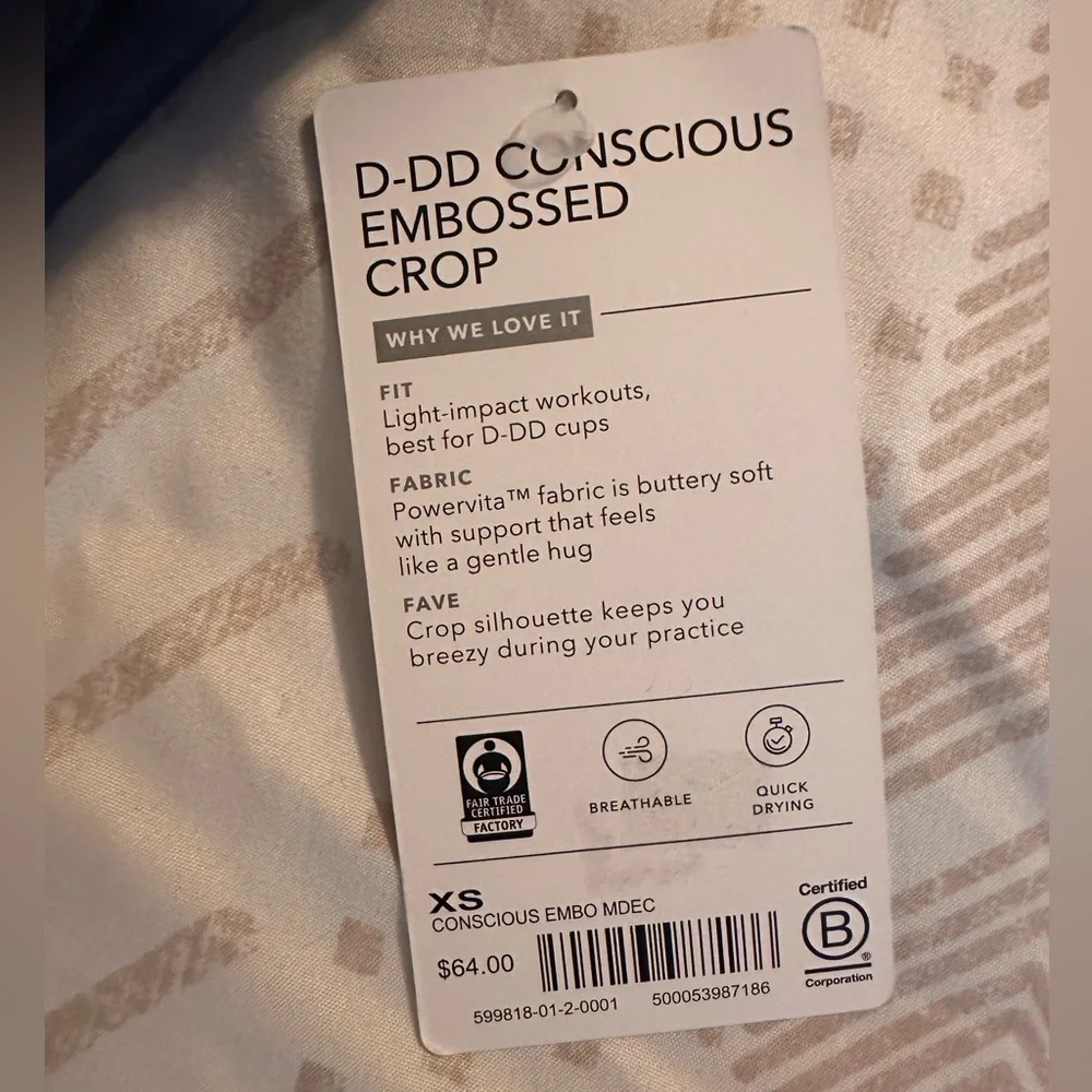 Athleta D-DD Conscious Embossed Crop, XS, Blue - Picture 11 of 13